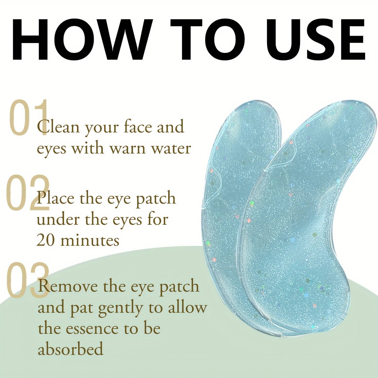 Zuzu Aura aloe vera eye masks with usage instructions for refreshing and hydrating under eyes