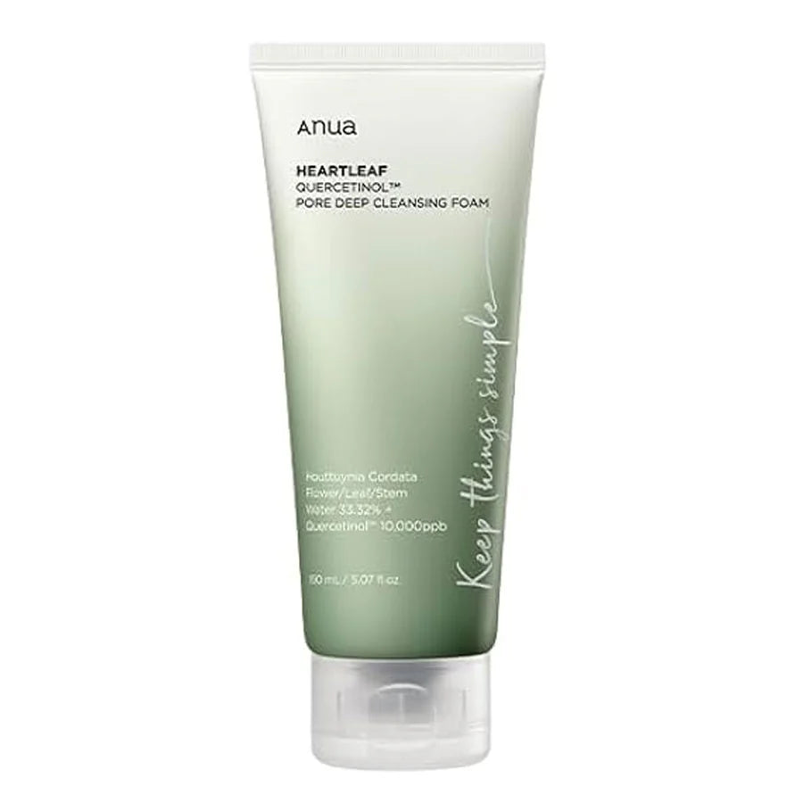 Anua deep pore cleanser for sensitive skin Heartleaf Quercetin pore deep cleansing foam in green tube 150ml