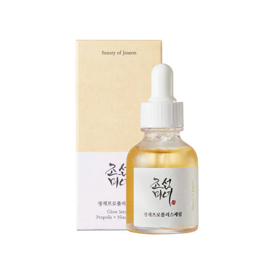 Beauty Of Joseon propolis niacinamide serum in clear dropper bottle with beige and white box