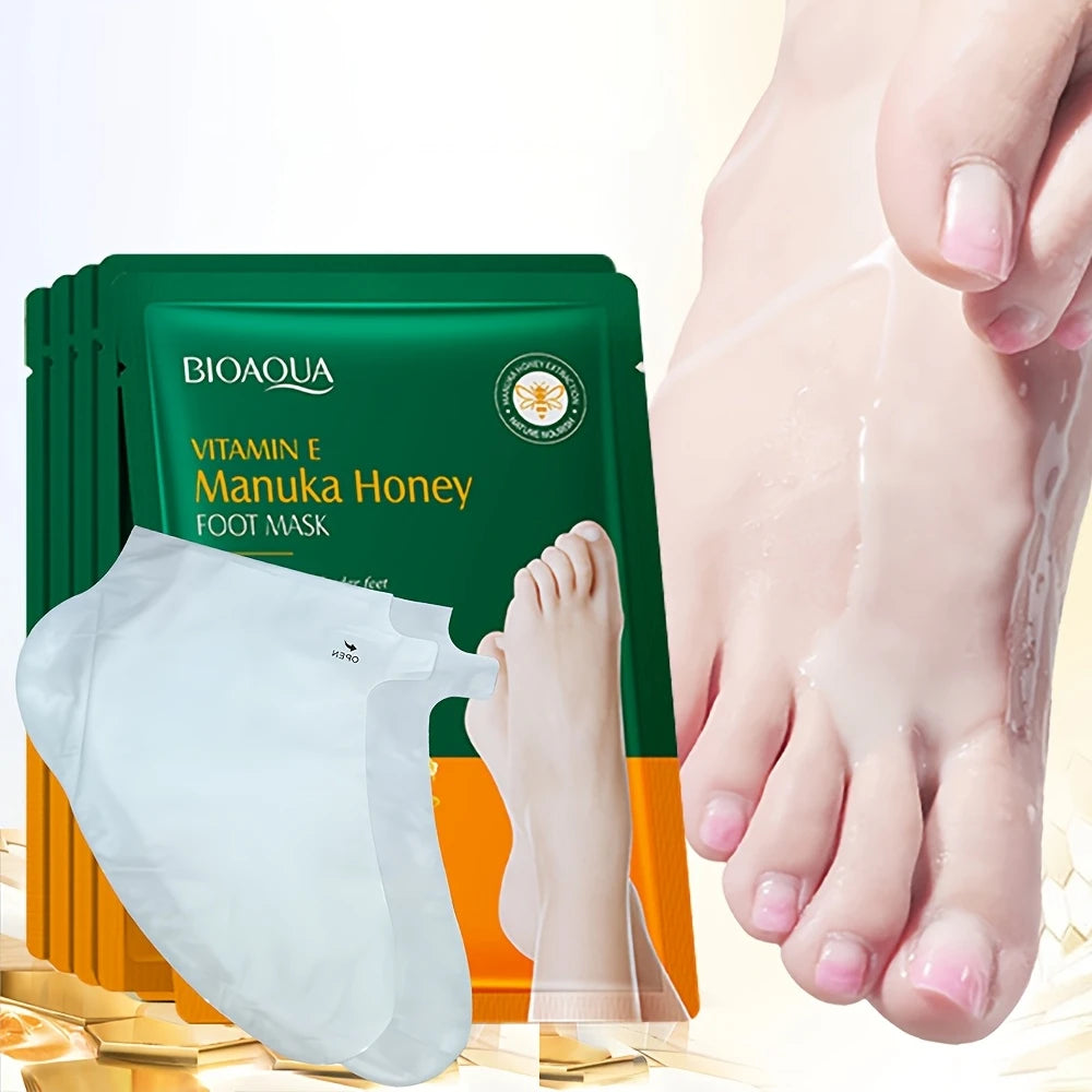 Vitamin e moisturizing foot mask with manuka honey by Zuzu Aura for soft and nourished feet