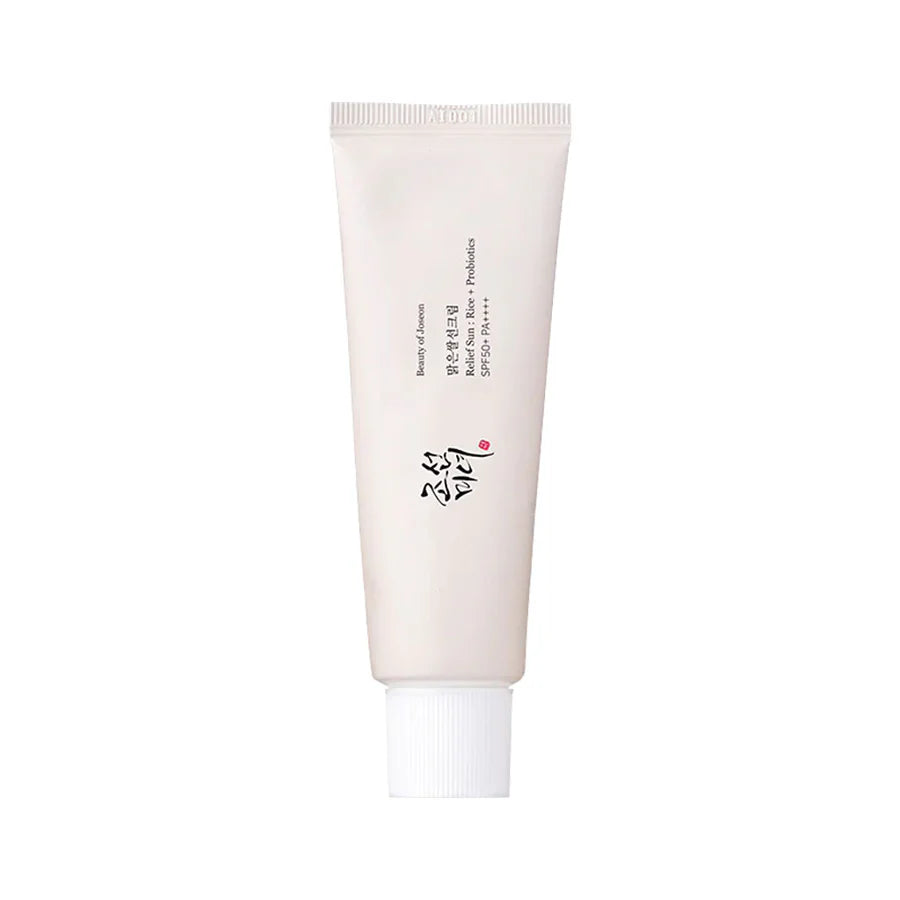 Beauty Of Joseon broad spectrum SPF 50 sunscreen in a white tube with Korean text