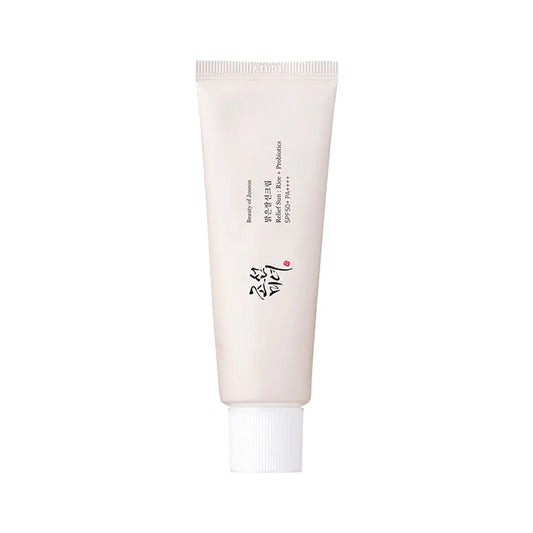 Beauty Of Joseon broad spectrum SPF 50 sunscreen in a white tube with Korean text