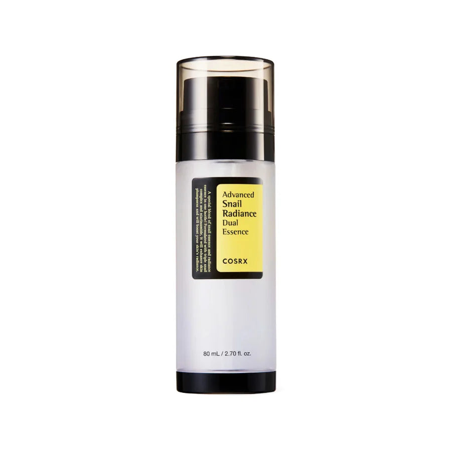 Cosrx Advanced Snail Radiance Dual Essence toner with snail mucin essence for glowing skin in 80ml bottle