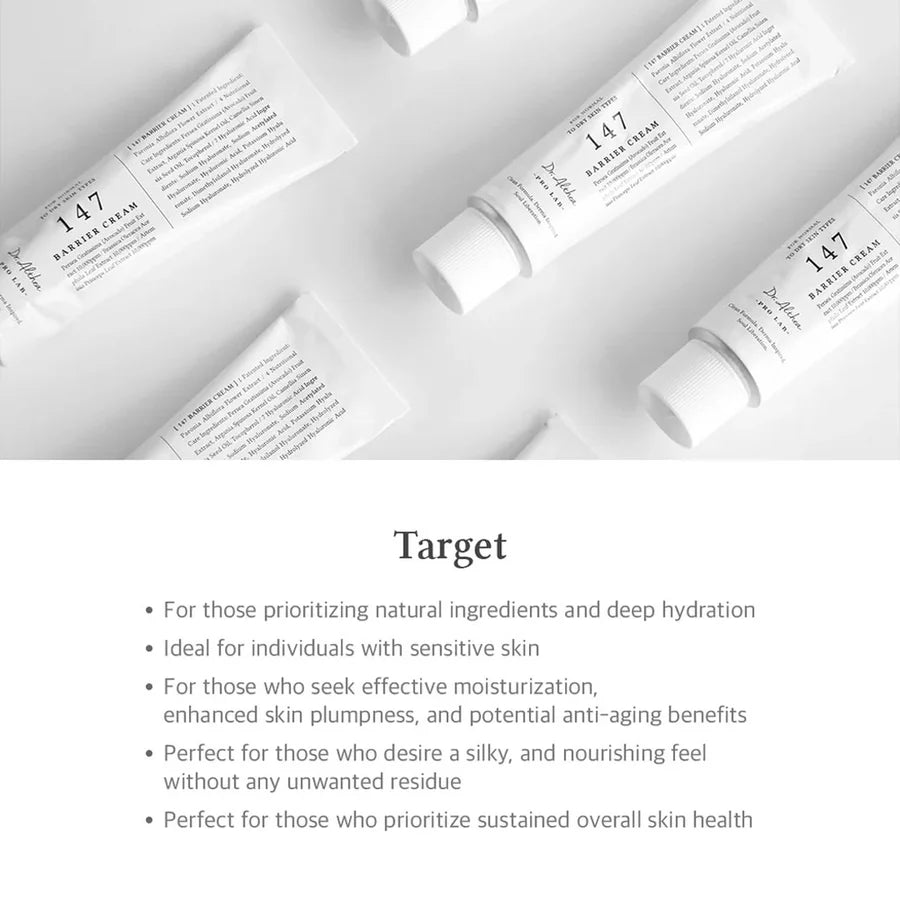 Dr. Althea 147 barrier cream 50ml review showing multiple white tubes of moisturizer for sensitive skin