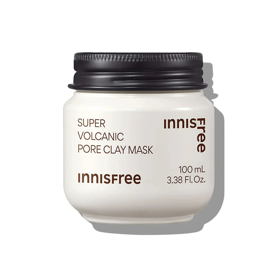 innisfree Super Volcanic Pore Clay Mask 100ml best clay mask for oily skin in white jar with black lid