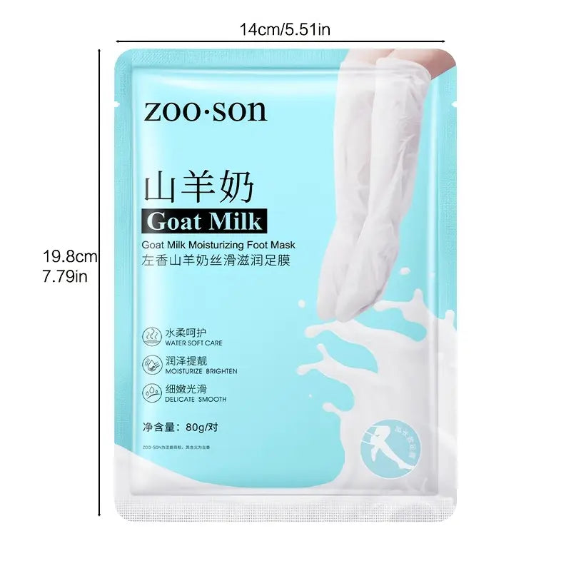 Zuzu Aura Korean foot care mask with goat milk moisturizing formula for soft smooth feet