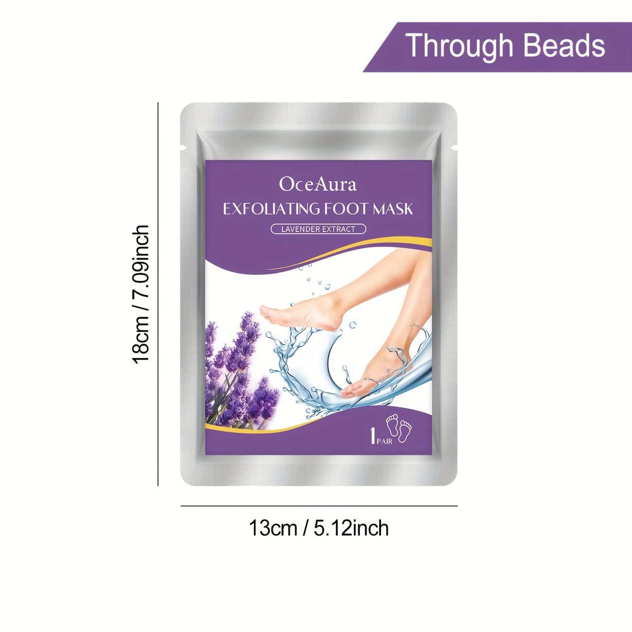 Zuzu Aura lavender foot mask exfoliating treatment with lavender extract and moisturizing beads