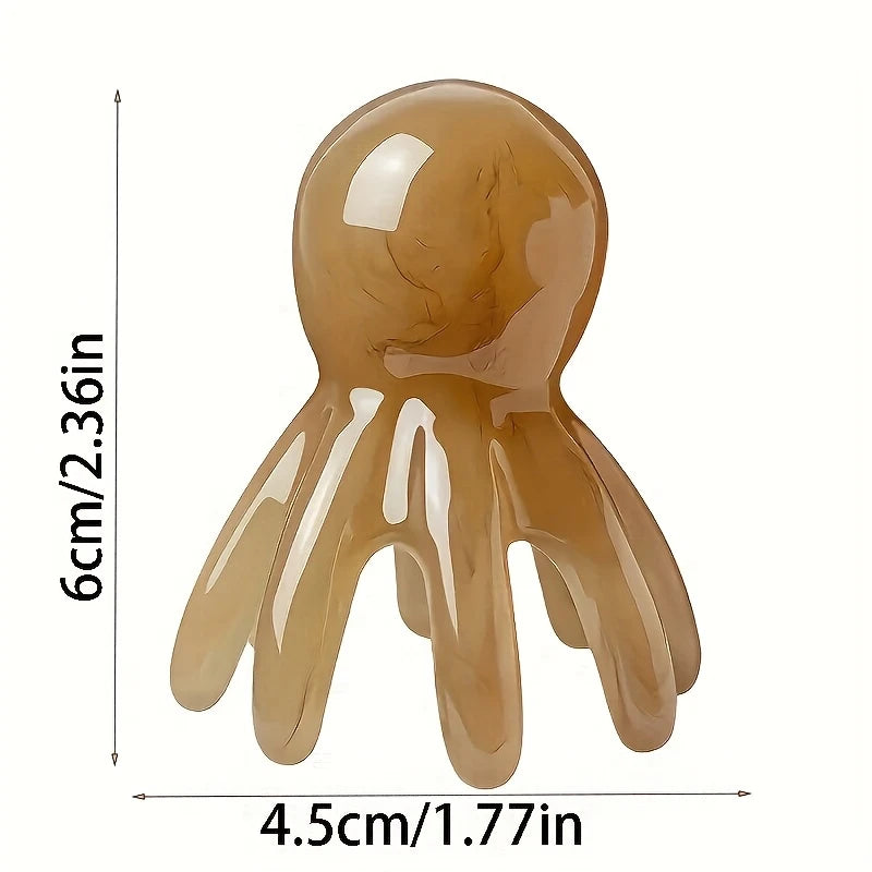 Zuzu Aura octopus scalp massager in brown measuring 6cm by 4.5cm for scalp relaxation
