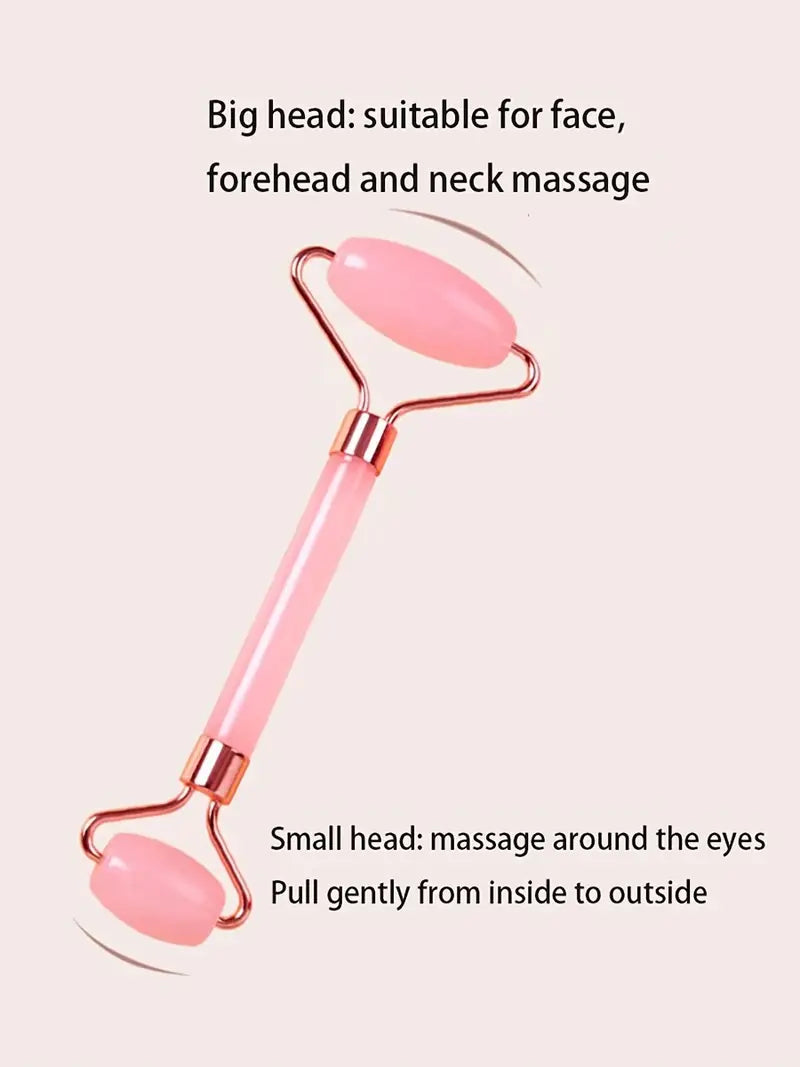 Zuzu Aura pink facial roller with big and small heads for face and eye massage skincare tools for glowing skin