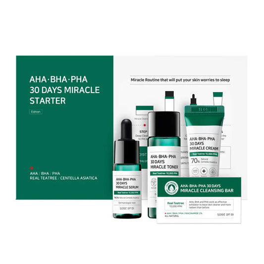 Some By Mi 30 days miracle starter kit with toner serum cream and cleansing bar for skincare