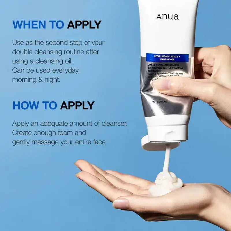 Anua Cleanser with 8 hyaluronic acid for deep hydration and gentle skin refreshing