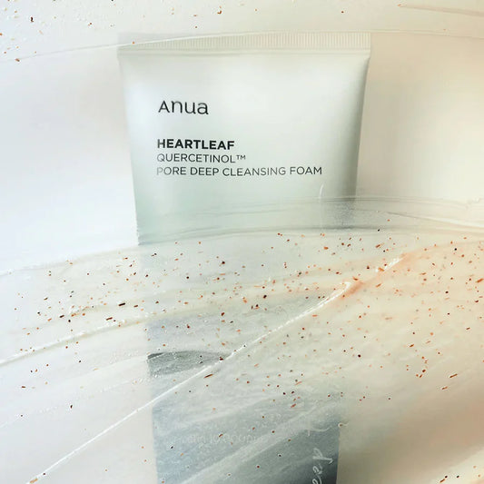 Anua Heartleaf deep pore cleanser for sensitive skin with gentle exfoliating particles on clear gel