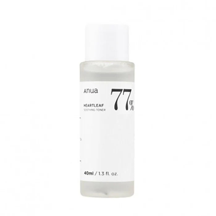 Anua Heartleaf 77 Soothing Toner mini 40ml bottle with white cap and minimalistic label design