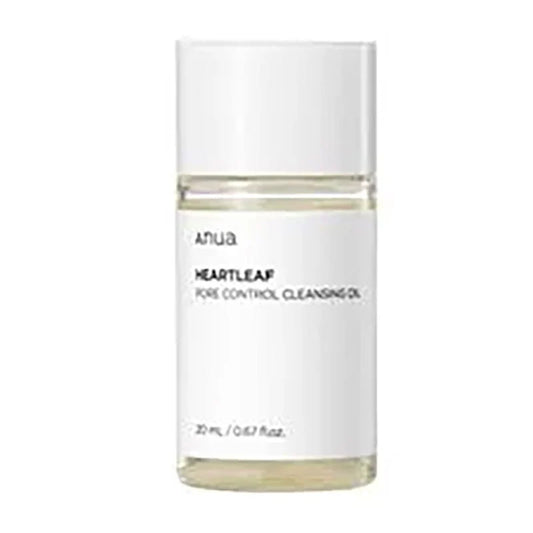 Anua heartleaf cleansing oil mini for pore control in a clear 20ml bottle with white cap