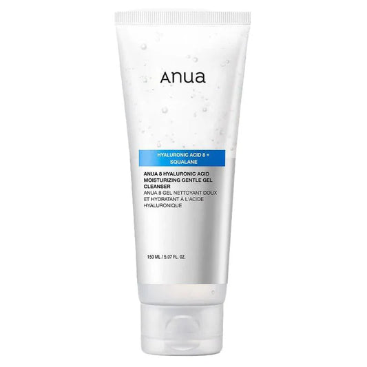 Anua hyaluronic acid face cleanser moisturizing gentle gel in a 150 ml white tube