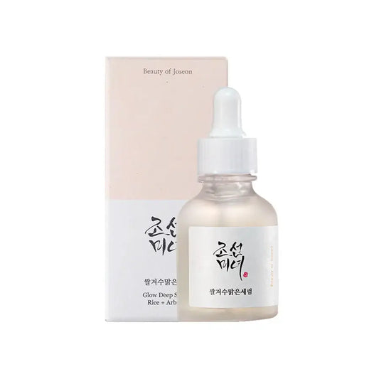 Beauty Of Joseon Rice Arbutin Serum in a glass dropper bottle for brightening and hydrating skin