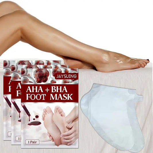 Zuzu Aura Korean exfoliating foot mask packets with smooth feet and peel-off foot mask socks