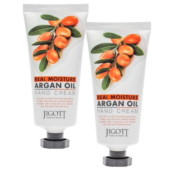 Zuzu Aura Real Moisture Argan Oil Hand Cream in two tubes with argan fruit design