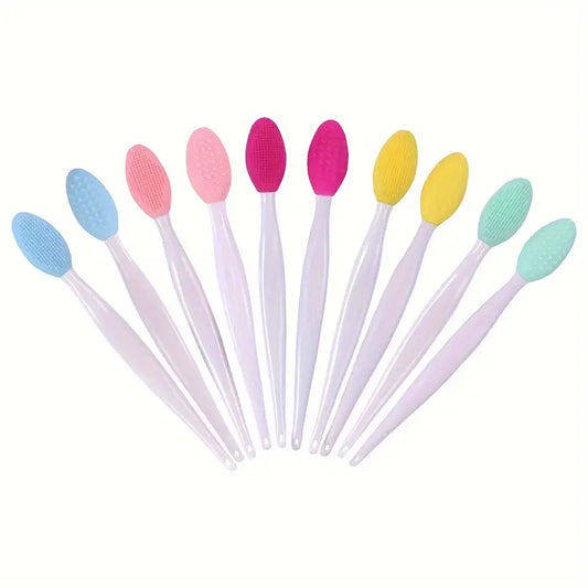 Zuzu Aura soft silicone face scrubber set with colorful oval brush heads and white handles