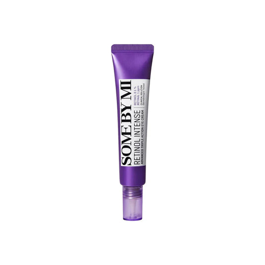 Some By Mi retinol eye cream for dark circles in a purple tube with white label